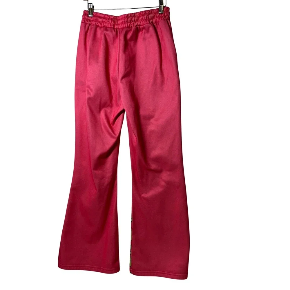 Manfinity Graphic Sweatpants Mens Medium Pink Flare Leg Y2K Cross Flame - Picture 3 of 4